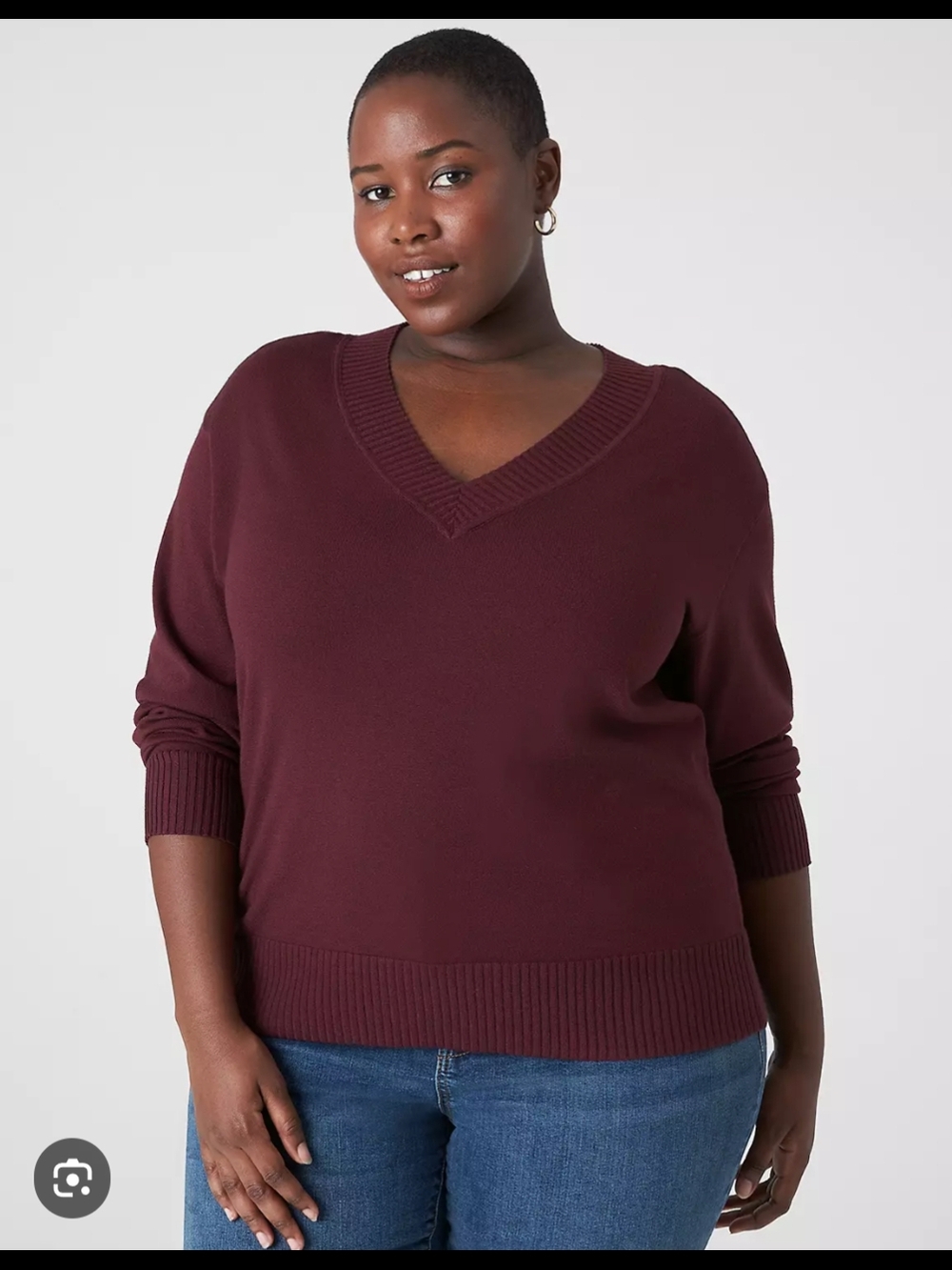 Lane Bryant Burgundy V-Neck Sweater